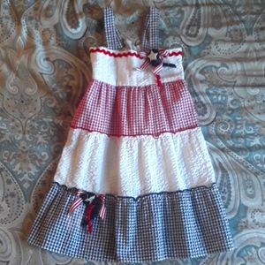 Red, white and blue Seersucker size 5 dress